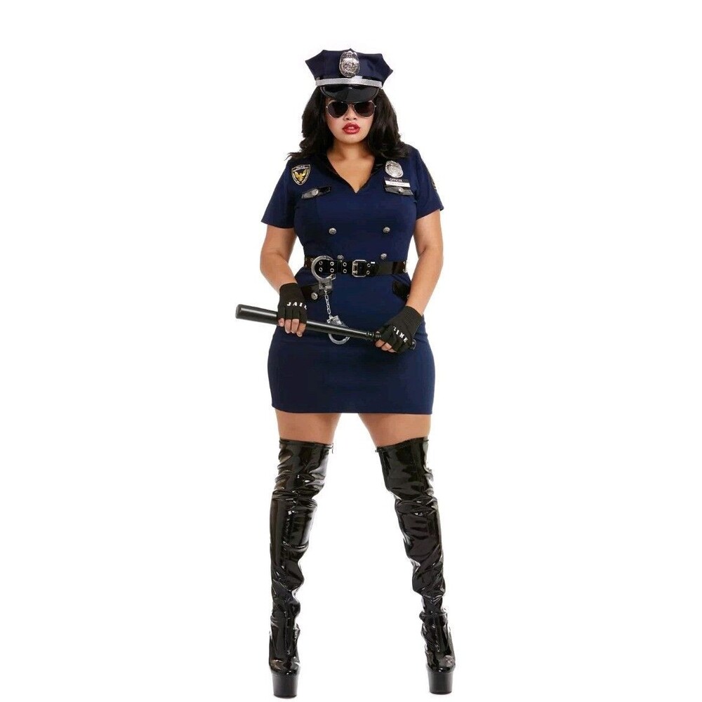 Dreamgirl Women Police Officer Pat U. Down Cop Blue/Black Plus Size 1X Costume